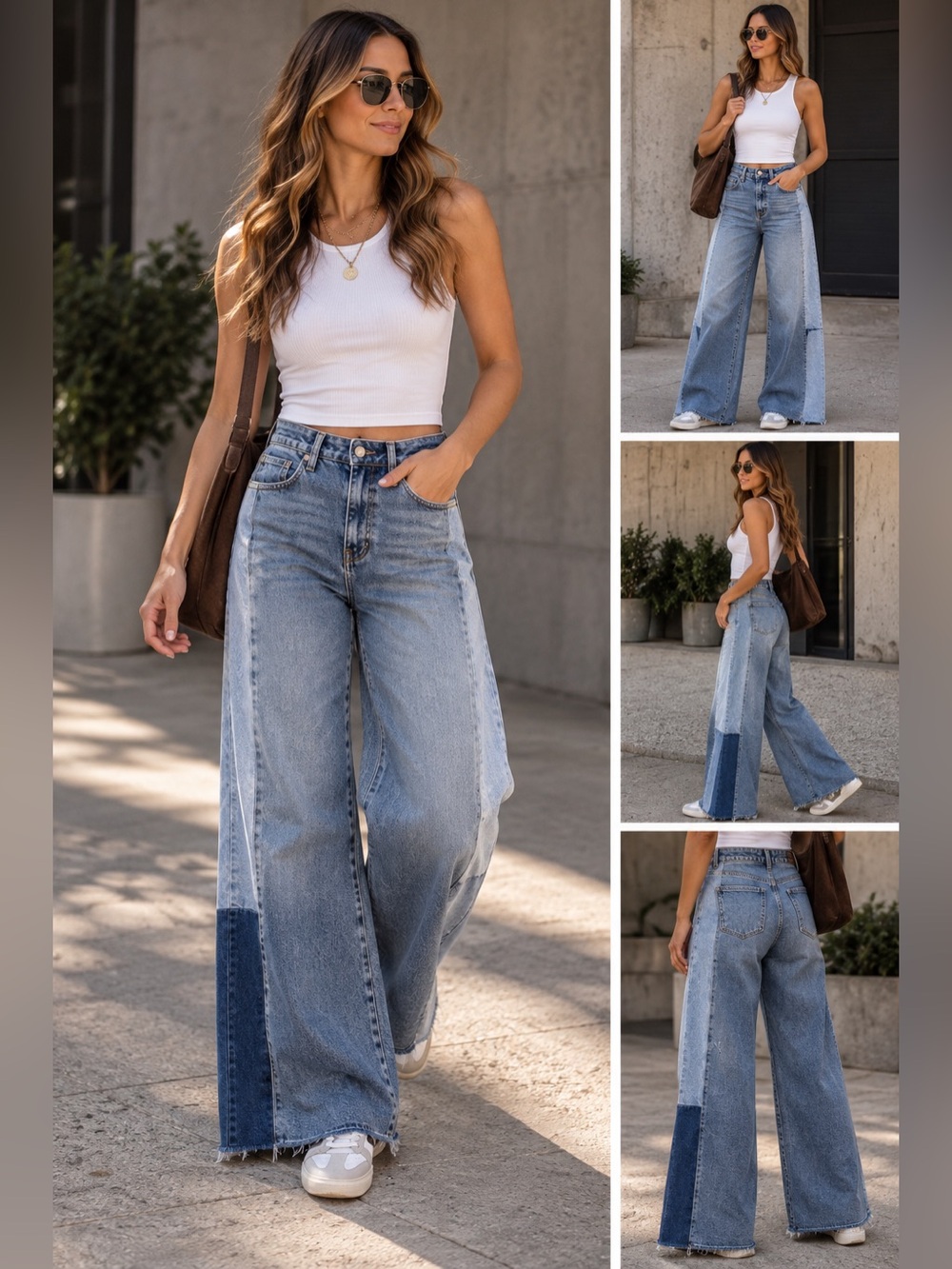 NWT Kancan Wide Leg Two Tone High Rise Denim Size 11/29